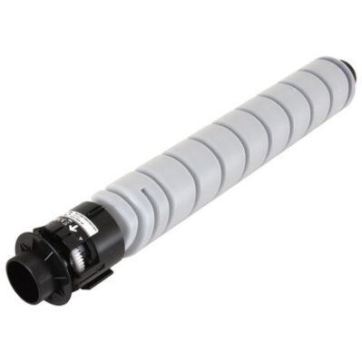 Close-up of a black and white cylindrical toner cartridge.
