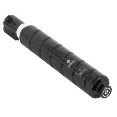 A black toner cartridge for a laser printer.